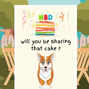Tarjeta de cumpleaños de perro divertido, tarjeta de cumpleaños de perro, tarjeta de feliz cumpleaños, tarjeta de cumpleaños de Corgi, regalo de dueño de perro lindo, regalo de amante de mascotas