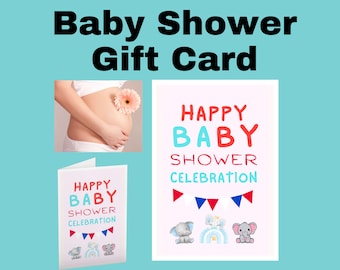 Baby Shower Card, Baby Shower Gift, Baby Shower Gift with Best Wishes inside. Greeting Card for Baby Shower. Comes with white envelope.