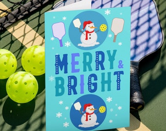 Pickleball Merry & Bright Card Pickleball Holiday Pickleball Gifts for Pickleball Funny Pickleball Decorations Gifts for Her Gifts for Him