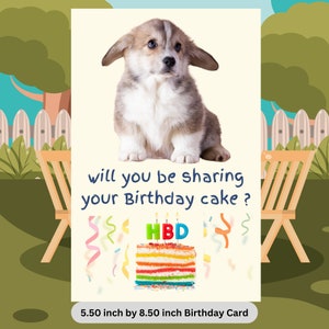 Carte d'anniversaire drôle de chien, carte d'anniversaire de chien, carte de joyeux anniversaire, carte d'anniversaire de Corgi, cadeau mignon de propriétaire de chien, cadeau d'amant d'animal familier
