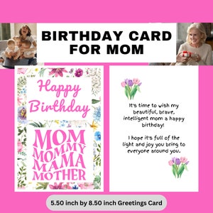 Cartão de aniversário da mãe, cartão de aniversário engraçado, cartão de aniversário, cartão de aniversário com muitas felicidades dentro. Presentes para mamãe Presentes para mamãe