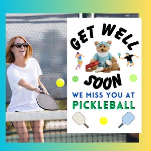 Pickleball Cartão de melhoras Presentes de Pickleball para Pickleball Jogando Pickleball Presentes para ela Presentes para ele Cartões engraçados de melhoras Fique bem logo