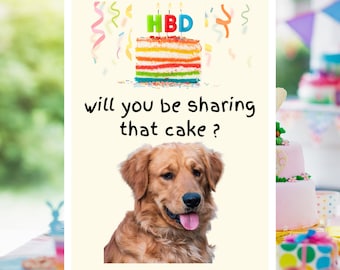 Zabawna kartka urodzinowa dla psa, kartka urodzinowa od psa, kartka urodzinowa, kartka urodzinowa dla golden retrievera, słodki prezent dla właściciela psa, prezent dla miłośnika zwierząt