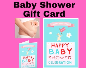 Baby Shower Card, Baby Shower Gift, Baby Shower Gift with Best Wishes inside. Greeting Card for Baby Shower. Comes with white envelope.