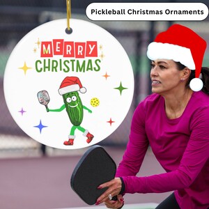 Pickleball Christmas Ornament Pickleball Gifts for Pickleball Decorations Funny Pickleball Ornament Holiday Ceramic Ornament