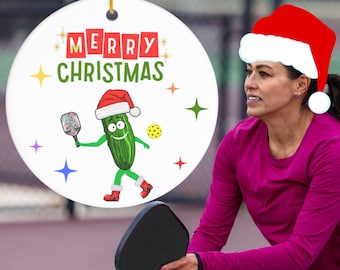 Pickleball Christmas Ornament Pickleball Gifts for Pickleball Decorations Funny Pickleball Ornament Holiday Ceramic Ornament