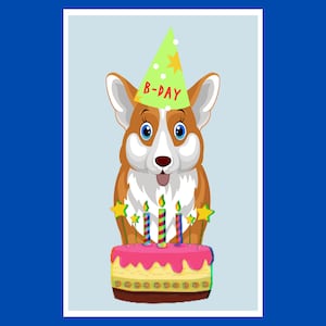 Carte d'anniversaire avec Corgi, carte d'anniversaire drôle, carte d'anniversaire Corgi, carte d'anniversaire avec meilleurs voeux à l'intérieur. Livré avec enveloppe blanche.
