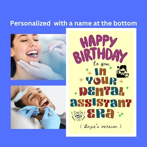 Cartão de aniversário de assistente dentário personalizado, presentes para assistente dentário registrado, assistente dentário certificado