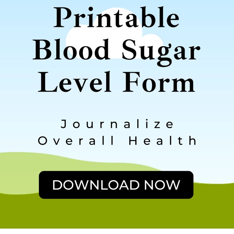 Instant Download Printable Blood Sugar Log Printable Blood Glucose