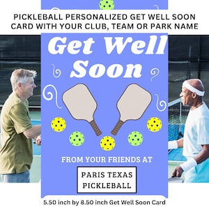 Pickleball Get Well Card Pickleball Gifts for Pickleball Club Gifts for Her Gifts for Him Get Well Cards Club Team Get Well Soon Card