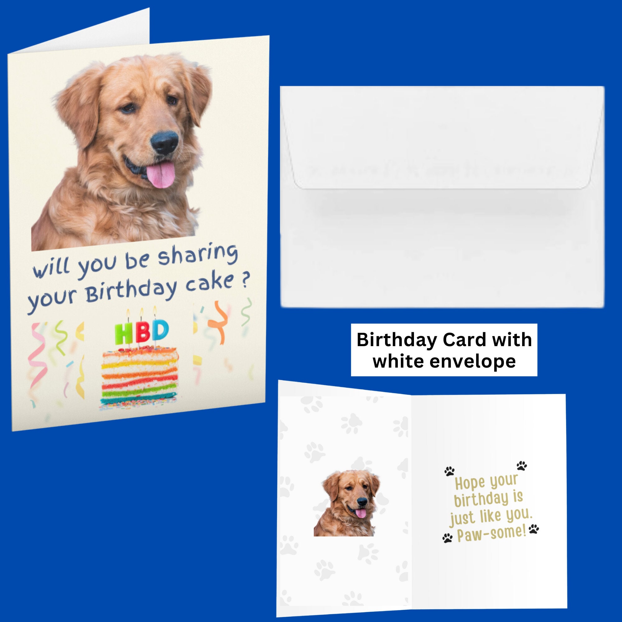 Funny Dog Birthday Card, Birthday Card From Dog, Happy Birthday Card ...
