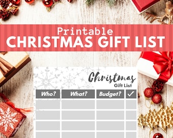 Christmas Gift List PDF, Printable Christmas Gift List, Gift List PDF, Christmas Shopping List, Printable Gift List Tracker