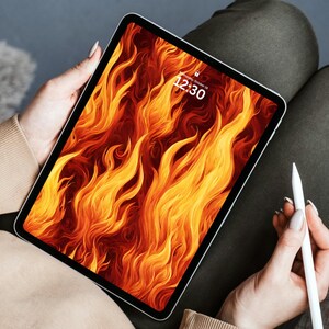 Flaming Fire iPad Pro Wallpaper: Artistic Flames Background (Digital Download)