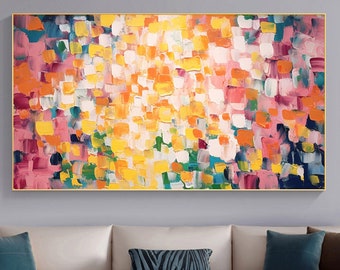 Original Colorful Block Oil Painting on Canvas, Large Wall Art Abstract Texture Wall Art, Boho Wall Decor Minimalist Living Room Wall Decor