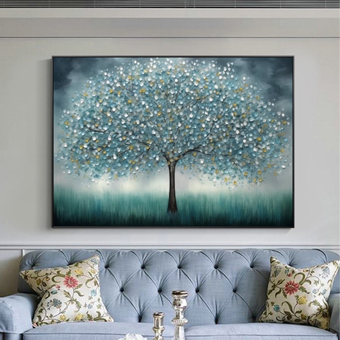 Abstract Tree of Life Oil Painting on Canvas, Extra Large Wall Art