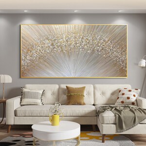 YaSheng Art Abstraktes Ölgemälde 60x120 Cm – Grauer Farbverlauf, Handgemalt, Auf Leinwand Gerahmt