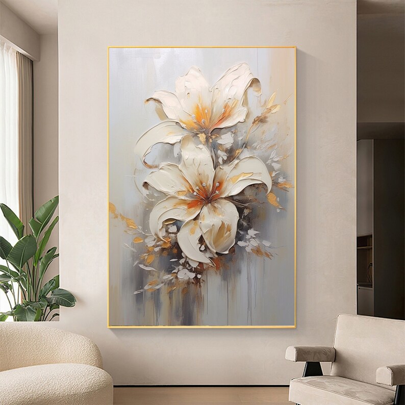 Original Flower Oil Painting on Canvas Large Wall Art - Etsy