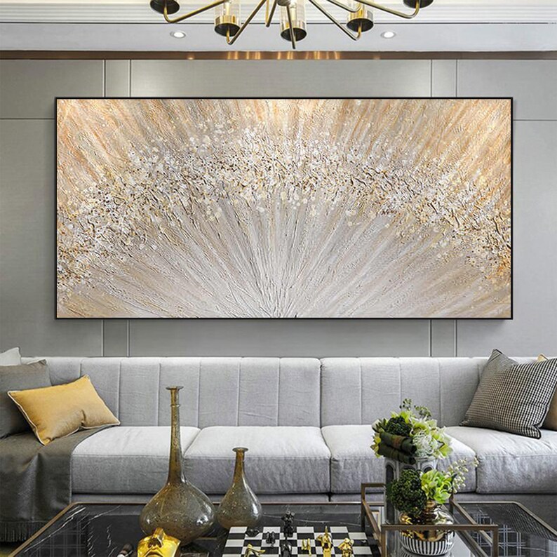 Abstract Gold Leaf Oil Painting on Canvas Large Original Etsy