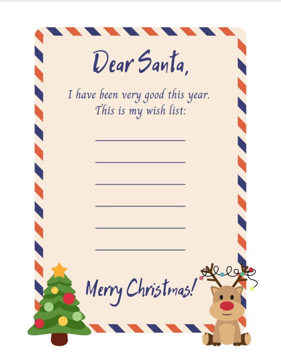 Printable Dear Santa Wish List Template Etsy