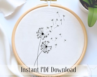 Dandelion Embroidery Pattern: Beginner Floral Design (PDF Download)