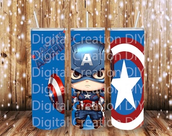 Captain America superhero Digital Tumbler Wrap 20 oz straight