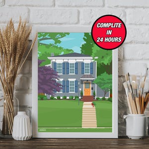 Aangepaste digitale huisportretten - gepersonaliseerde handgetekende huisillustraties, locatietekening, ons eerste huis, minimalistische tekening, housewarmingcadeau