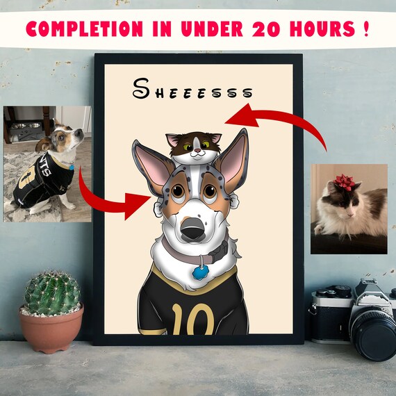Custom Pet Portrait Disney Style - Personalized Dog Cartoon - Animated Cat Illustration - Pets Lover Gift - Custom Animal Vector Art