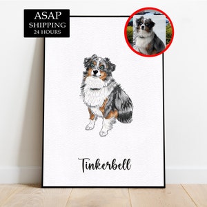 Custom Watercolor Pet Portraits minimalism- Personalized Cartoon Dog Paintings and Pet Memorials, Handmade Dog Art, Simple art,Birthday gift
