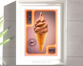 Retro Chocolate Ice Cream illustration Poster Print. [Printable wall art] This could be on your wall TODAY!