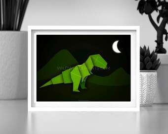 Origami DINOSAUR illustration Poster Print. [Printable wall art] This could be on your wall TODAY!