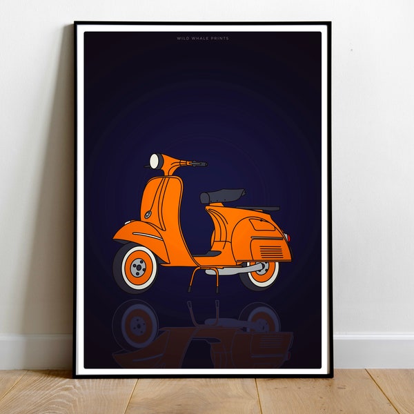 Impressions d'affiches de voiture Piaggio VESPA, scooter rétro, décoration d'art murale imprimable, dessin au trait, impressions numériques téléchargeables esthétiques, décoration d'intérieur