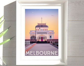 ST Kilda Pier Illustration Poster Print. [Printable wall art] This could be on your wall TODAY!