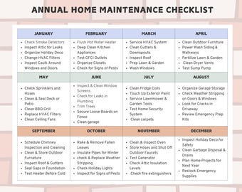 2025 Home Wartung Kalender | Druckbare PDF | Sofortdownload | Zuhause Organisation | Haus Checklisten