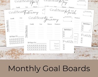 2025 Monatszieltafel: Fokus-Planer zum Ausdrucken (PDF, PNG, Canva)