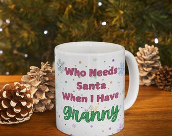 Omamok, vakantiecadeau voor oma, 11oz keramische koffiekop, oma kerstcadeau, oma kerstdecor, feestelijke mok
