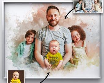 Custom Watercolor Painting from Photo - Add Loved One to Photo