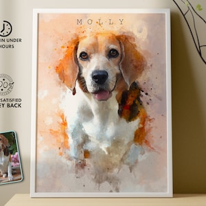 Aangepaste aquarel huisdier portret van foto - hond kat muurkunst DIGITALE DOWNLOAD