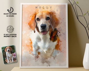 Custom Watercolor Pet Portrait From Photo - Dog Cat Wall Art DIGITAL DOWNLOAD