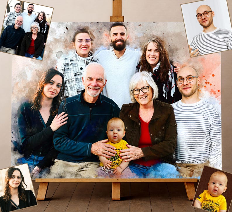 Custom Watercolor Painting From Photo Merge - Add Person to Photo image 4