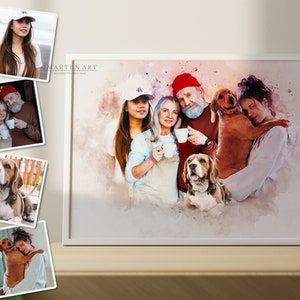 Custom Watercolor Painting From Photo Merge - Add Person to Photo