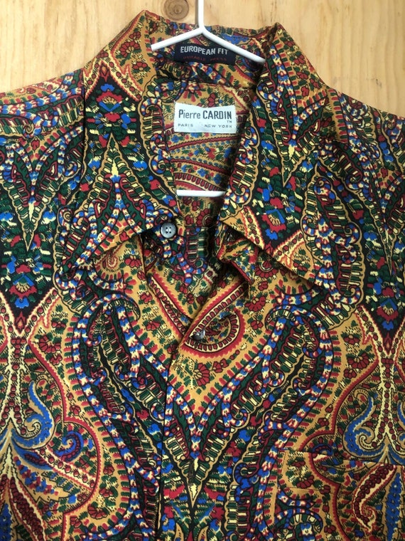 70s Vintage Pierre Cardin Paisley Mens Shirt L