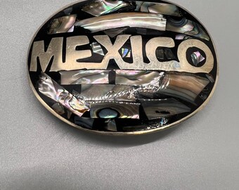 Mexico Vintage Belt Buckle Abalone Shell Alpaca - Etsy