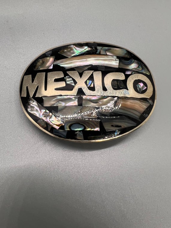 Mexico Vintage Belt Buckle Abalone Shell Alpaca - Etsy display picture 1