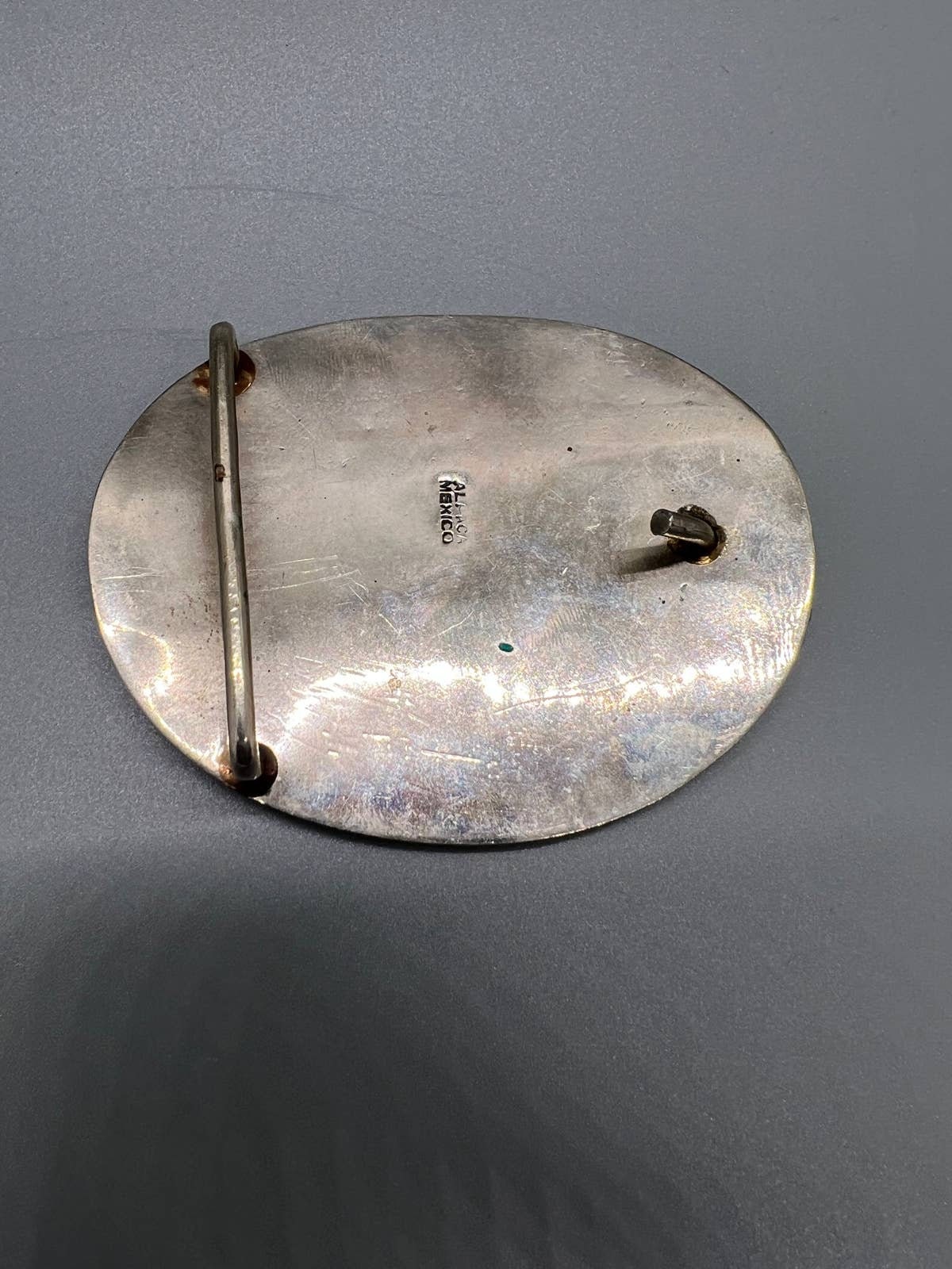 ANCIENNE BOUCLE DE ceinture en Argent Massif Poinçon Hure Émaillée