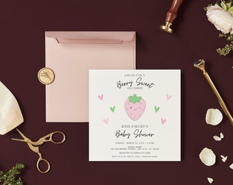 Strawberry Invitation Template Etsy