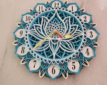 Wall Clock is a colorful, Laser-cut, and hand-painted 3D decorative Item for gifts for any occasions.