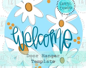 Daisy Summer Door Hanger Template, Summer Flower JPEG and PDF Template