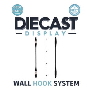 Diecast Display | Hot Wheels Display Wall Mounting Hooks | Hidden, Reliable, Stick-on/Wall-Safe | Hotwheel & Toy Hook Hanger | 4 cars per/pc