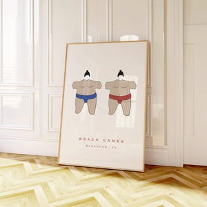 The Office TV Show Beach Games Print, Michael Scott, Jim Halpert, Dwight Schrute Digital Download Poster, Dunder Mifflin Art Gifts Scranton