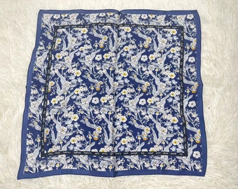 Foulard carré en soie de mûrier 100 % 53 cm, écharpe pour femme, écharpe tendance, bandana, bandeau, accessoire de sac, idée cadeau fleur, cadeau pour elle
